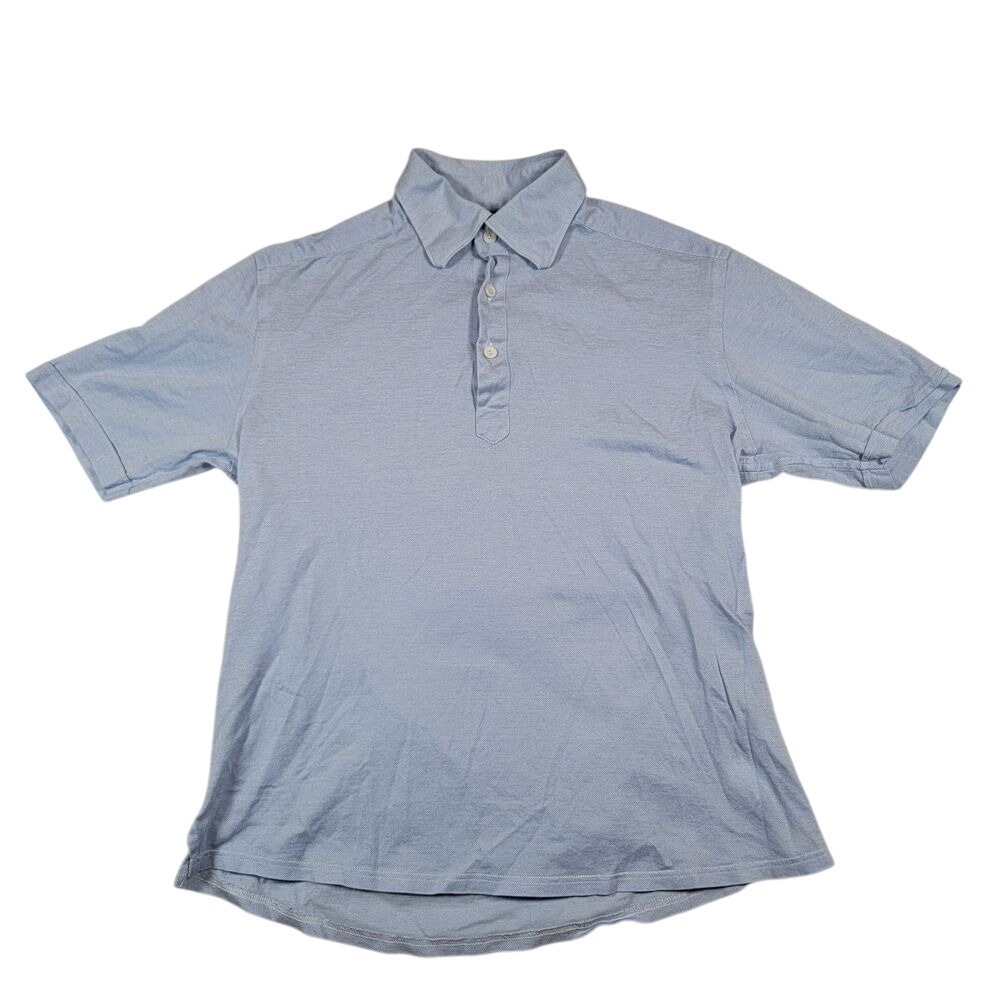 ETON Women's Knit Pique Polo Shirt Sz M Light Blue Slim Fit Short Sleeve Cotton‎